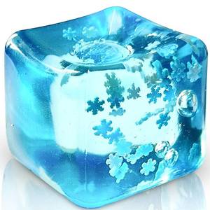 lot 6261 image: Stress Balls Ice Cube with Snowflakes Inside for Your Best Mellow and Chill, Snow Pieces Silent Nice Square Shape Anxiety Sensory Squishy Fidget Toy Slow Rise, Classroom Prizes, Calming Kids Adults