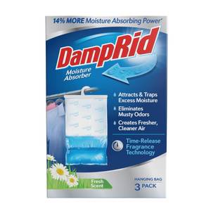 lot 6272 image: DampRid Fresh Scent Hanging Moisture Absorber, 1 Pound (Pack of 3) - Eliminates Musty Odors for Fresher, Cleaner Air, Ideal for Closet, 14percent More Moisture Absorbing Power- Blue