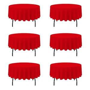 lot 6300 image: BRILLMAX 6 Pack Red Round Tablecloths 70 Inch - Circle Bulk Linen Polyester Fabric Washable Table Cloth Cover for Wedding Reception Banquet Birthday Party Buffet Restaurant