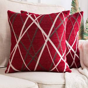 lot 6304 image: MIULEE Pack of 2 Decorative Throw Pillow Covers Woven Textured Chenille Cozy Modern Concise Soft Red Square Cushion Shams for Bedroom Sofa Car 18 x 18 Inch