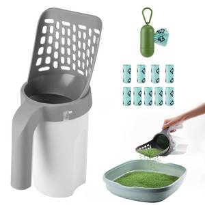 lot 6309 image: Cat Litter Scooper with Holder, Cat Litter Shovel with Waste Can and Refill 135 Bags(9 Boxes of 15 Bags), Large Capacity Cat Scooper Portable Shovel