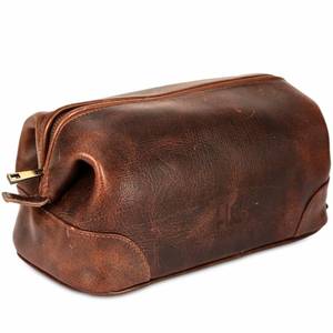 lot 6315 image: HLC Leather Toiletry Bag for Men - Best Gift for Men - Premium Genuine Leather Dopp Kit Shaving Kit Organizer Travel Kit Pouch Bag for Men - Large Size (Brown)