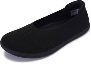 lot 6321 image: WHITIN Womens Wide Toe Box Ballet Flats Shoes Barefoot Zero Drop Sole Minimalist Size 5.5 Knit Slip on Walking Extra Dress Office Ballerina Black 36