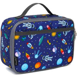 lot 6332 image: FlowFly Kids Lunch box Insulated Soft Bag Mini Cooler Back to School Thermal Meal Tote Kit for Girls, Boys, Astronaut