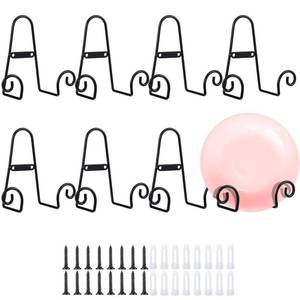 lot 6338 image: Blulu 8 Pcs Wall Mount Plate Display Stands Medium Wall Easel Holder Plate Hanger Vertical Plate Stand Holders, Wall Display Picture Frame Stand for Decorative Plates, Arts (Large)