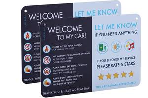 lot 6346 image: NIVRANA Rideshare Car Sign 2-Pack � Better Customer Relations, Higher Ratings and More Tips with Universal Sign, Accessory for Uber Drivers, Rideshare Drivers � 9� x 6�