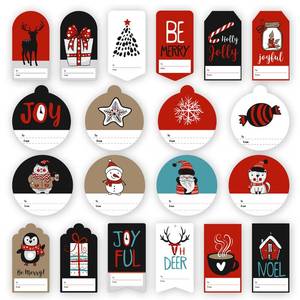 lot 6350 image: Easykart 400 Assorted Name Tags Christmas Stickers in Sheets, Special Shape and Sizes Best Suitable for Gifting, Decoration, Kids Class Room Activities