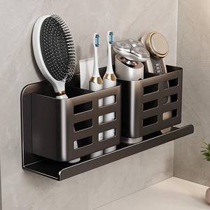 lot 6352 image: YESENT Aluminum Toothbrush Holder Self-Adhesive Hanging Bracket Shower Toothbrush Razor Holder Suitable for Toothbrush, Toothpaste, Razor and Comb etc Bathroom Storage