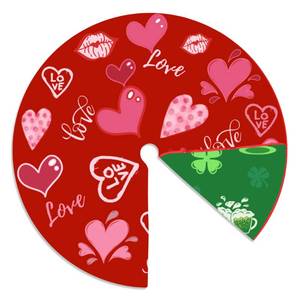 lot 6355 image: Sozize 36 Inch Valentines Day Tree Skirt Love Heart Clover Double Sided Print Mat St. Patricks Day Tree Skirt Christmas Tree Skirt for Holiday Party Decoration