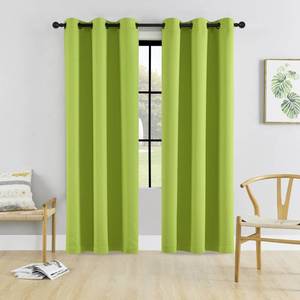 lot 6375 image: HUTO Blackout Curatins Window Drapes for Bedroom Living Room - Antique Copper Grommet Room Darkening Thermal Insulated Privacy Protect Draperies Curtains, Set of 2, Fresh Green, 42W x 84L