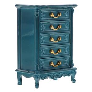 lot 6378 image: 1pcs Miniature Chest of Drawers Dollhouse Blue Tall Drawer Cabinet 124 Scale Mini Nightstand for Doll House Accessorie 2.12in ABS