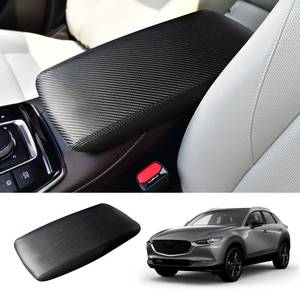 lot 6393 image: Coleya 2020-2023 2024 2025 Center Console Cover for Mazda CX-30, WaterproofandScratch-Resistant Lether 2025 CX30 Console Armrest Cover for 2025 2024 Mazda CX30 Accessories (Black-Carbon Fiber)