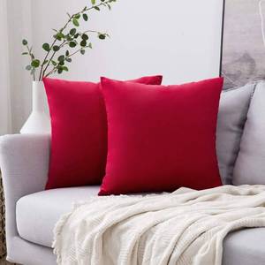 lot 6394 image: MIULEE Pack of 2 Christmas Velvet Pillow Covers Decorative Square Pillowcase Soft Solid Cushion Case for Decor Sofa Bedroom Car 18x18 Inch Red
