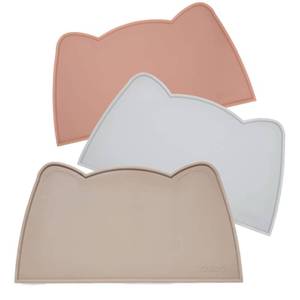 lot 6396 image: OHMO - Cat Food Mat, Silicone Pet Feeding Mat for Floor Non-Skid Waterproof Dog Water Bowl Tray, Easy to Clean Pet Placemat (Beige, 18  9.8)
