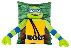 lot 6405 image: Jay Franco Nickelodeon Teenage Mutant Ninja Turtles Leonardo 3D Snuggle Pillow - Super Soft Green Plush Pillow - Measures 15 Inches