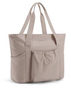 lot 6411 image: BAGSMART Women Tote Bag Large, Travel Tote Shoulder Bag with Compartment, Top Handle Handbag for Travel, Work, Gym, Shop (Grayish Brown)
