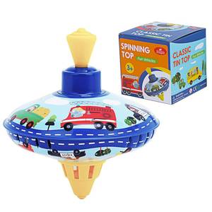 lot 6413 image: Beeqoo Retro Spinning Top Tin Toy for Kids � Fun Vehicle Classic Toys - Toddler Traditional Spin Tops - Metal Fidget Spinner for Kindergarten � Sensory Gyroscope - Novelty Gifts Party Favors