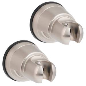 lot 6416 image: 2 Pack Vacuum Suction Cup Shower Head Holder, Removable Shower Head Bracket, Height Adjustable Shower Wand Holder and Wall Mount ABS Plastic Suction Holder for Handheld Shower Head, Brushed Nickel