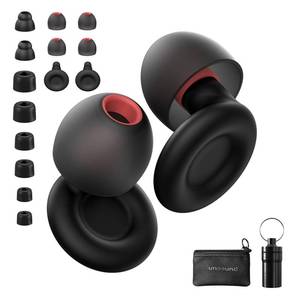 lot 6423 image: Ear Plugs for Sleeping Noise Reduction Reuseable, Concerts, Focus, Travel, Work, High Fidelity� 7 Pair Eartips � Flexible Soft-Touch � NRR of 24 and 27 dB Noise Cancelling Black Red,1 Count(Pack of 1)