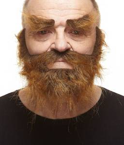 lot 6424 image: Mustaches Self Adhesive, Novelty, Realistic, Traper Fake Beard Fake Mustache and Fake Eyebrows, Brown Color