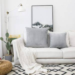 lot 6426 image: UGASA Velvet Pillow Covers Striped, Decorative Throw Cushion Case with Hidden Zipper for Home CouchBedroomCar, Soft Cozy Solid Square, 1 Pack (24inx24in, Light Grey)