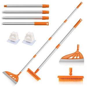 lot 6427 image: Magic Air Broom Sweeper, Multifunction Silicone Broom, Household Squeegee Broom for Floor Cleaning, Bathroom, pet Hair, Orange Dog Broom Brush Set Orange