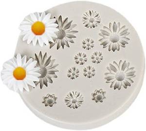 lot 6433 image: Cute Flower Silicone Molds Daisy Shape Fondant Candy Mould Mini Flower Chocolate Molds for Cake Decoration Cupcake Topper Fudge Polymer Clay
