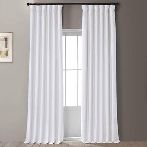 lot 6448 image: HPD HALF PRICE DRAPES Solid Thermal Insulated Blackout Curtains for Bedroom 84 Inches Long Curtain (1 Panel) Signature Blackout Linen Window Curtains for Living Room, 50W x 84L, Mission White