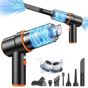 lot 6450 image: KMM Handheld Car Vacuum Cleaner, 11000PA Vacuum Cleaner and Air Duster, 120W High Power Car Vacuum Portable Cordless, Hand Held Vacuum Rechargeable with Multi-Nozzles and LED Light for Home, Car, Office