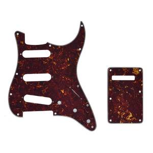 lot 6453 image: KAISH 11 Hole STStrat Style Pickguard SSS Pick Guard with ST Back Plate Tremolo Trem Cover for StratocasterStrat Made in USAMexico Vintage Tortoise