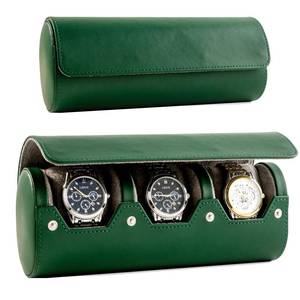 lot 6459 image: Mr.Okay 2 Watch Travel Case - Classic Leather Watch Case with Perfect Texture. Watch Carrying Case or Organizer for Storage and Display. Ideal Gift for Men Traveling, All Handmade by Artisans