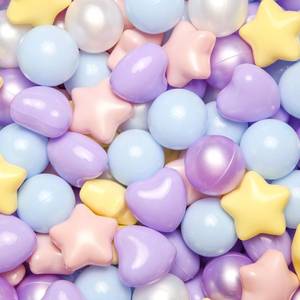 lot 6461 image: Star Ball Pit Balls for Ball Pit, Crush-Proof BPA Free Colorful Play Plastic Balls for Kids Toddler Christmas Party Decor Giant Friendship Bracelet Banner, Purple Pink Blue Yellow,50pcs 2.15inch Ball