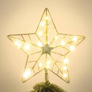 lot 6469 image: YEAHOME Christmas Tree Topper, Gold Glittered Hollow 5-Point Star Tree Topper for Christmas Tree Decorations, Lighted Wire Star with 20 LED Lights for Christmas Treetop, Xmas Tree Topper with Timer