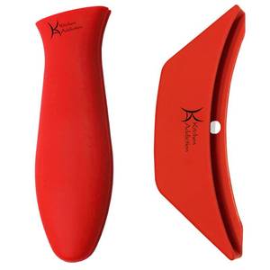 lot 6470 image: Combo Pack - Silicone Handle Holder Sleeve Plus Silicone Assist Handle (Red)