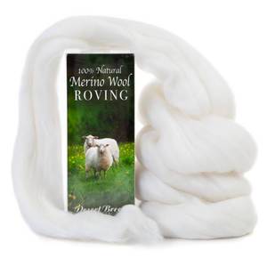 lot 6475 image: Merino Wool Roving, Extra Fine Combed Top, 1 oz, Color Snow, 19 Micron, Perfect for Felting Projects, 100percent Pure Wool, Made in Italy