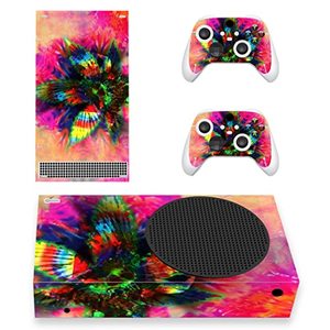 lot 6477 image: PlayVital Pink Colorful Leaf Custom Vinyl Skins for Xbox Core Wireless Controller, Wrap Decal Cover Stickers for Xbox Series S Console Controller