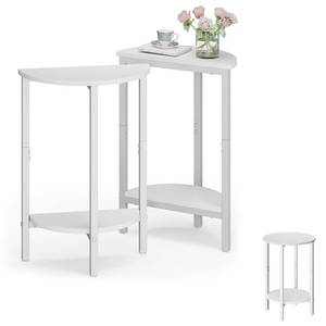 lot 7056 image: Vagusicc Side Tables Small End Tables, Set of 2 Half Round Side Table for Living Room, 2 Tier White Couch Side Table, Small Round Coffee Accent Table, Thin Sofa Table Narrow Entryway Table, White