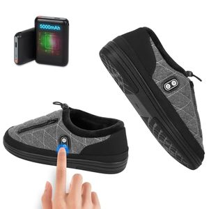 lot 7058 image: Foot Warmer, Amiable Heated Slippers for Men and Women with 5000mAh Battery, Electric Heated Foot Warmers Feet Warmer Double Switch Control Heated Shoes to Keep Feet Warm Coldweather (Grey,L)