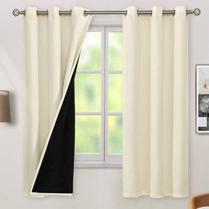 lot 8007 image: BGment Cream 100percent Blackout Curtains for Bedroom 63 Inch Length 2 Panels Set, Thermal Insulated Full Light Blocking Grommet Noise Cancelling Window CurtainsandDrapes with Black Liner, 42 Inch Wide Each
