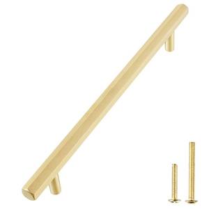 lot 8008 image: QOGRISUN 2-Pack Solid Brass Cabinet Pulls Hexagon Drawer Handles,8-34-Inch Hole Center, Suitable for Kitchen Bathroom Dresser Cupboard Hardware, 11-Inch Total Length, Brushed Finish