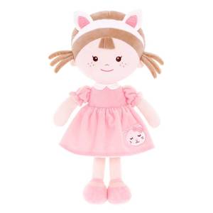 lot 8014 image: Onetoo First Baby Doll Cuddle Buddy Doll Soft Baby Doll Baby Dolls Plush Rag Doll Wear Kitty Costume PinkDress 14inMilly Series