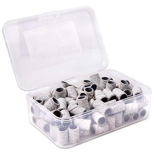 lot 8028 image: A 100 Pieces Large Nail Sanding Bands Professional Nail Manicure Great Fit for Nail Drill Bits for Acrylic Nails (180 Grit, Zebra)