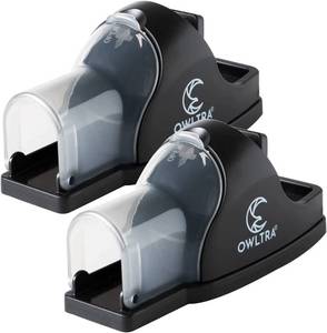 lot 8029 image: OWLTRA in-Outdoor Safe Tunnel Snap Mouse Trap 2PCS, Instant Eliminate Rodent Snap Trap with Clear Tunnel Entry, Touch-Free Release, and Powerful Snap, Black, TST-217