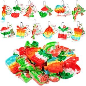 lot 8040 image: OOINQQ 24Pcs Christmas Mini Pop Keychain Fidget Toys Pack for Kids - Relieve Stress Christmas Pop Bubble Sensory Toys with Tags for Kids Adults Christmas Party Favors Goodie Bag Stuffers Class Gifts