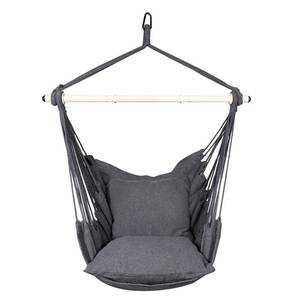 lot 8067 image: Highwild Hammock Chair Hanging Rope Swing - Max 500 Lbs - 2 Cushions Included - Steel Spreader Bar with Anti-Slip Rings - for Any Indoor or Outdoor Spaces (Grey)