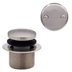 lot 8076 image: Westbrass R93-2-07 1-12in Coarse Thread Tip-Toe Bathtub Drain Trim Set with 2-Hole Overflow Faceplate, Satin Nickel