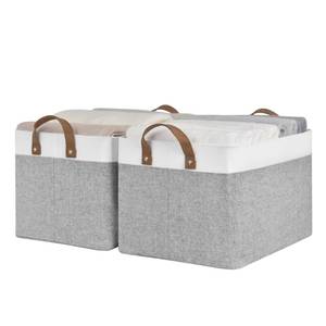 lot 8078 image: StorageWorks Storage Bins, Fabric Storage Bins for Shelves, Large Storage Baskets with Metal Frame, Closet Baskets and Bins with Handles, Gray and White, 2-Pack