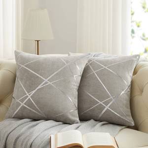 lot 8091 image: GIGIZAZA Decorative Couch Pillow Covers 24 x24,Sofa Thick Cushion Pillow Covers,Square Grey Luxury Pillows 2 Set