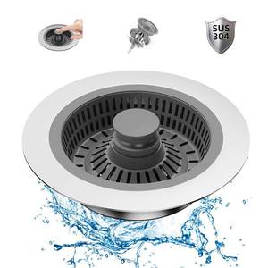 lot 8093 image: Kitchen Sink Drain Strainer and Stopper Combo, 3 in 1 Stainless Steel Pop-Up Sink Stopper and Drain Strainer for Standard Drains, Ideal Sink Protectors for Kitchen Sink
