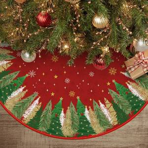 lot 8095 image: AVOIN colorlife Christmas Star Snowflake Red Christmas Tree Skirt 36 Inch, Fir Pine Spruce Winter Holiday Tree Mat Decoration